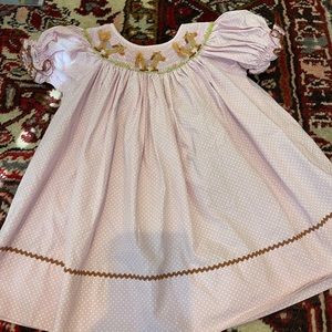 Pink smocked Anavini horse dress 12m
